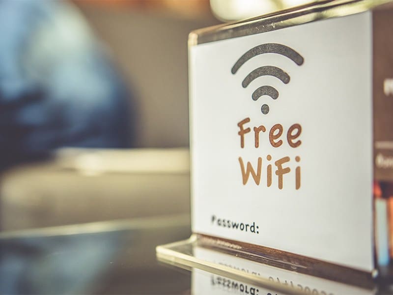Free Wifi Signal Sign On Coffee Table | ITque